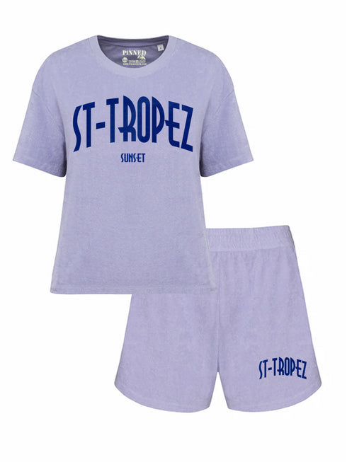 Set Badstof ST- Tropez Blue Velvet - Lilac